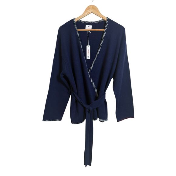 NWT Sundry Women’s Wool Cashmere Blend Navy Wrap Knit Cardigan Size 2 (Med) - Picture 1 of 7